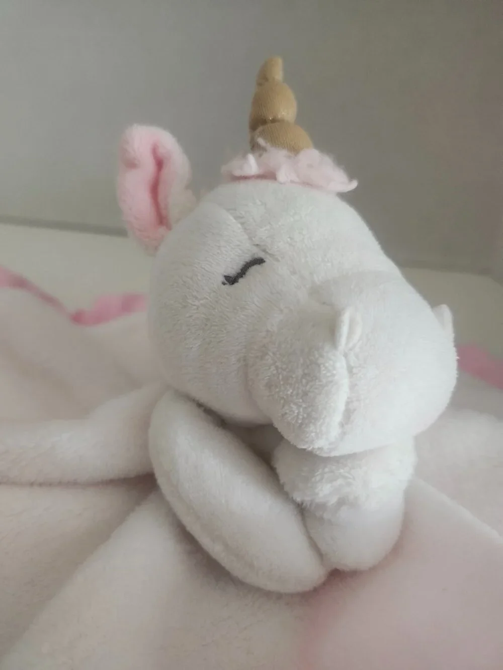 Carters's white and pink unicorn plush security blanket lovey